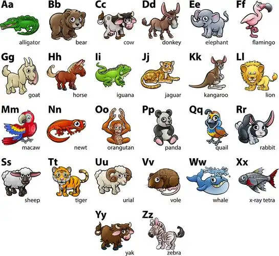 26个创意卡通英文字母表矢量素材