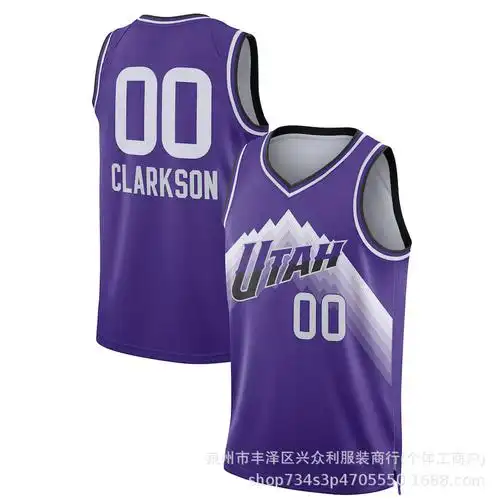24赛季爵士队城市版热压球衣00号克拉克森23#马尔卡宁外贸篮球服