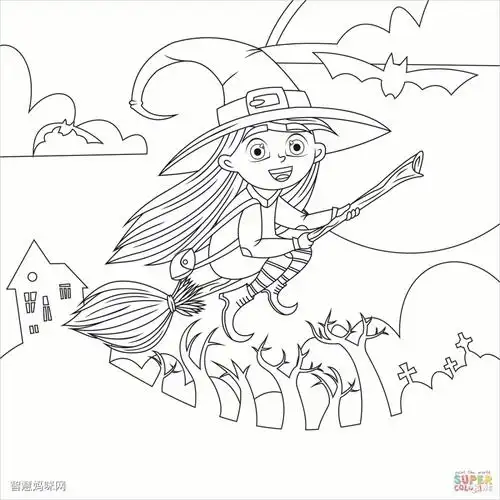 女巫填色图片-9女巫简笔画女巫图片万圣节简笔画上一篇:剑盾天使填色
