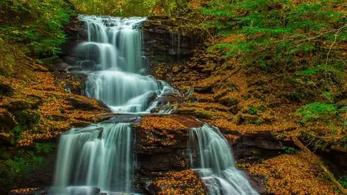 高清晰瀑布层秋季美景壁纸封面大图