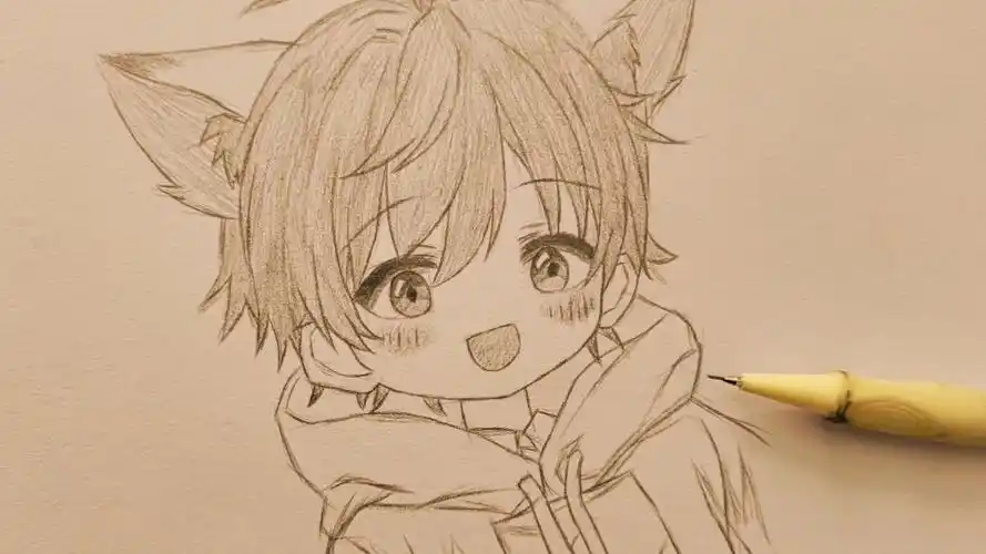 动漫可爱男生这样画是不是很简单呢?