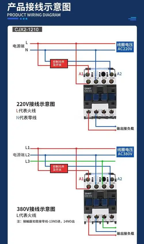 交流接触器220v三相cjx2-1210380v6511181024v小型家用交流接触器