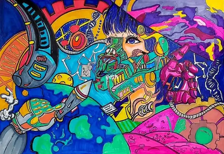 科幻  科幻画#主题画  #创意美术  #绘画 #绘画打卡   #画画  #画画