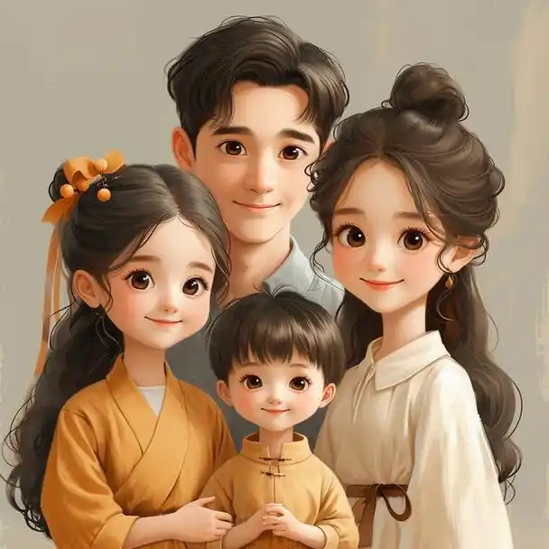 亲子头像|2024一家四口姐弟「插画合集1」原创