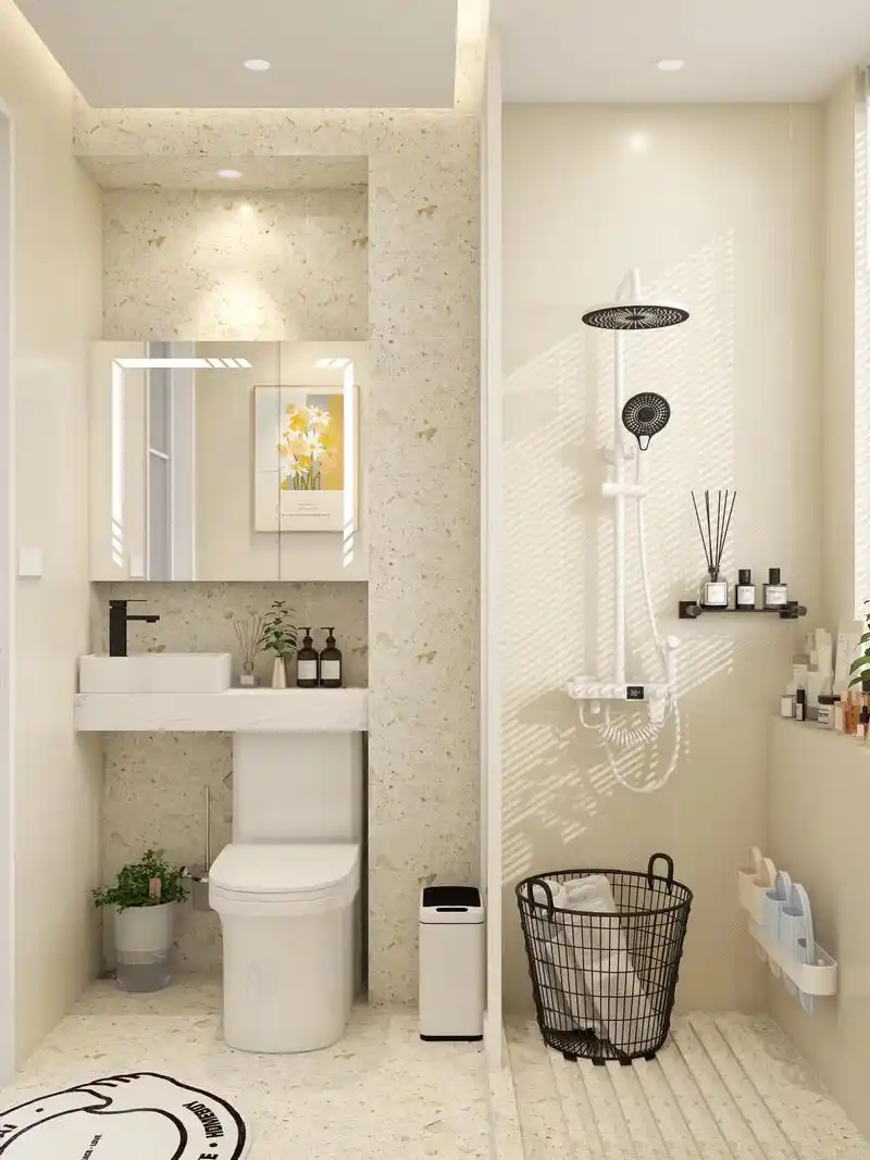 3平米小户型浴室|干湿分离&实用性满分.简约风的卫生间装修, - 抖音