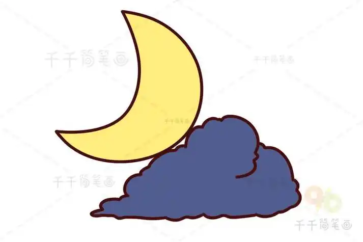 有树有月亮有海简笔画