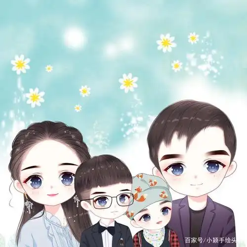 全家福头像,一家三口,四口,五口合照,可爱头像