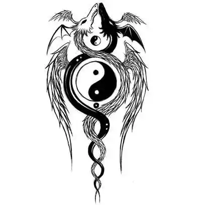 太极八卦图纹身手稿图案(31)