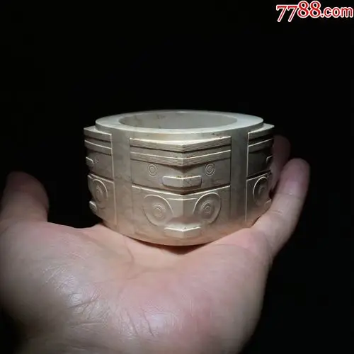 精品收藏良渚文化玉器高古玉玉琮人神兽面纹玉琮古玉老玉