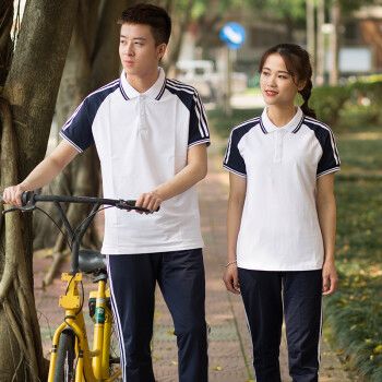 2021夏季初中生校服套装中学生蓝白短袖班服高中生宽松运动服夏装