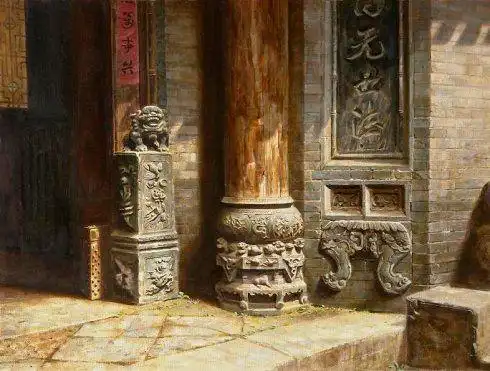 blog.sina.com.cn 古旧建筑中的华夏文明——油画家萧鹏作品 photo.