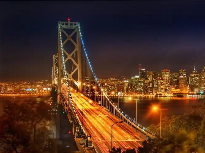 晚上的美国城市桥梁 壁纸 - 1920x1440