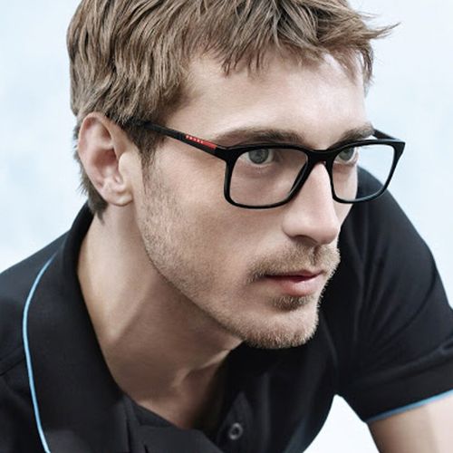 prada普拉达眼镜镜框正品男士金属简约商务办公黑框眼镜架