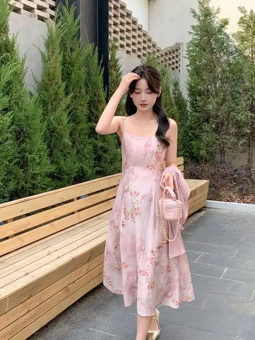 吊带连衣裙 新中式 女夏季 防晒上衣时尚 国风套装 两件套裙装 - 女装