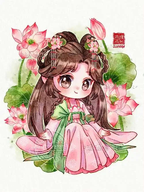 古风q版十二花神系列之荷花待授权