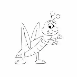 可爱的蚱蜢可爱的卡通蚱蜢白色背景为儿童版画, t恤, 彩色书, 有趣和