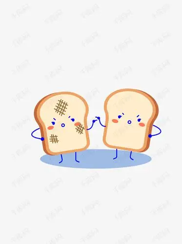 手绘可爱面包卡通人矢量图