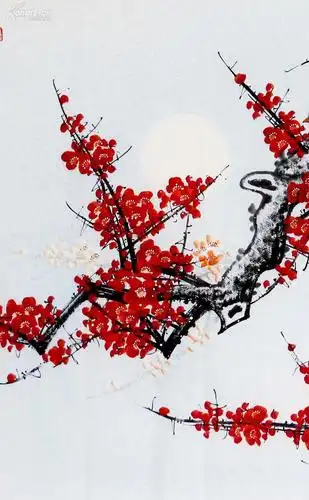 西门亚石国画大六尺梅花《洗净长空月一轮,举灯相照读书人.