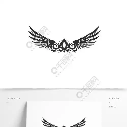 手绘图腾装饰翅膀图腾