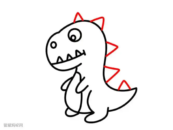 一只奶凶奶凶的小恐龙简笔画画法步骤