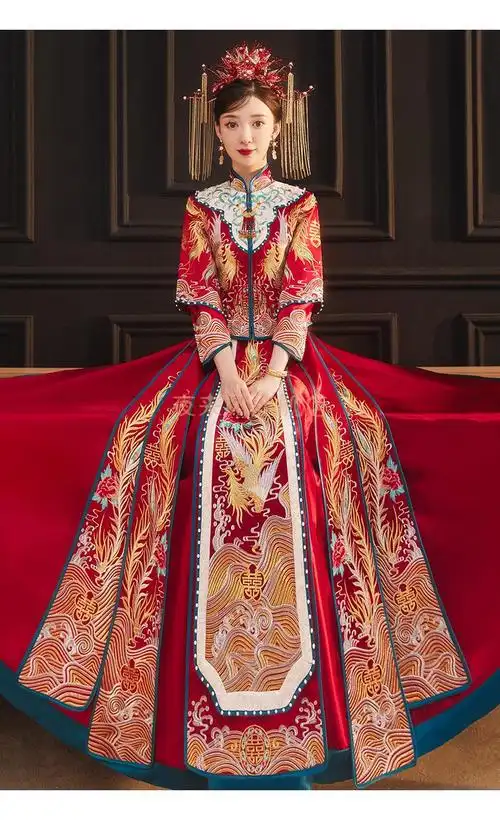 高档秀禾服新娘冬季穿的年新款结婚中式嫁衣修身敬酒出