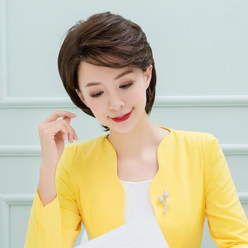 假发女短发女主持人新闻主播假发女短发中长发央视播音员全头套