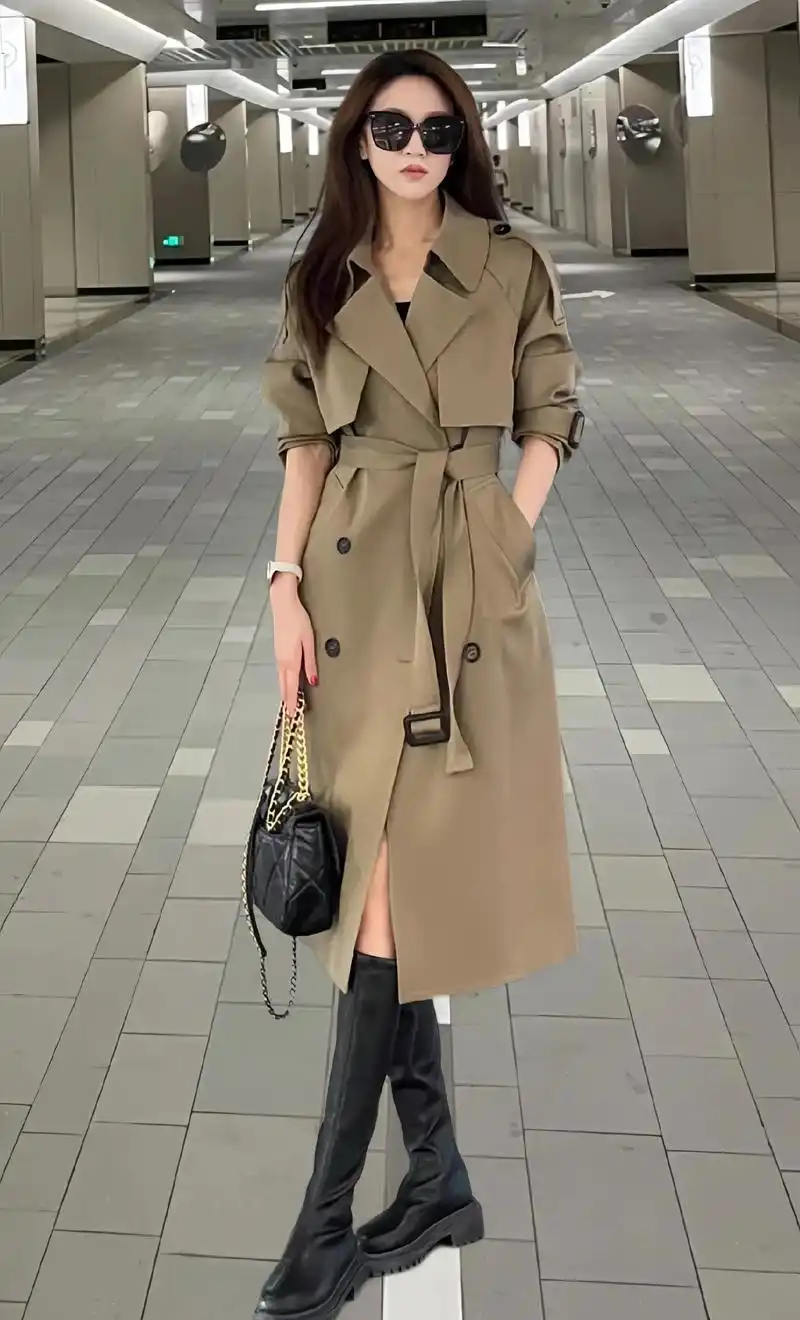 2024新款春秋中长款风衣.时尚洋气又百搭,搭配靴子,牛仔裤 - 抖音