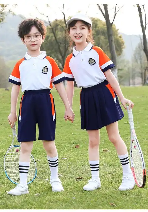 园服夏装运动风儿童一二年级班服套装英伦毕业季小学生校服 红色女生