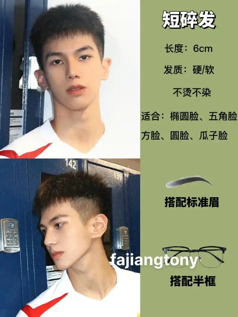 短碎发/男生发型/根据脸型设计发型.#男士发型 #根据脸型设 - 抖音