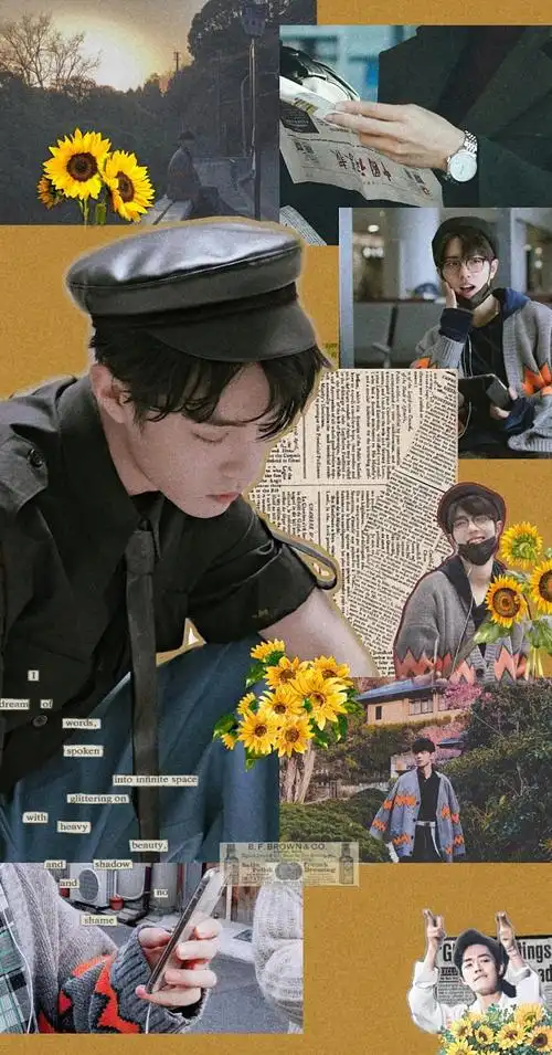 肖战复古拼接壁纸