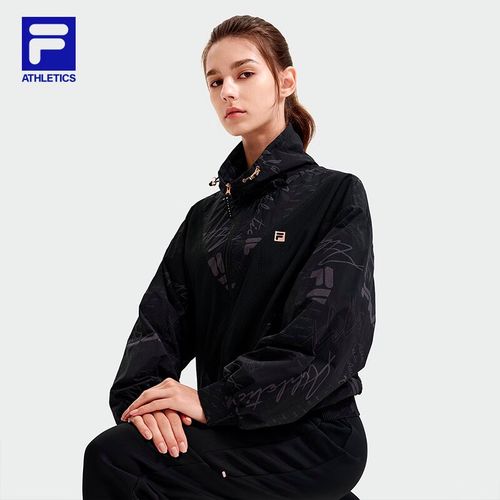 斐乐(fila)【张钧甯同款】女子梭织外套2023宽松立领翻领女装印花运动
