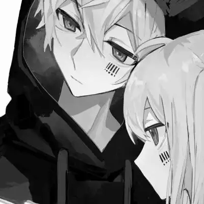 日系ins风漫画头像黑白情侣_情侣动漫头像_头像屋