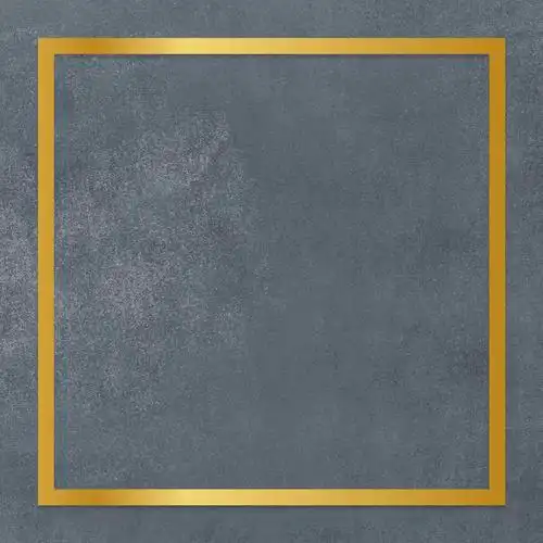 灰色混凝土纹理背景上的金色方形框架
