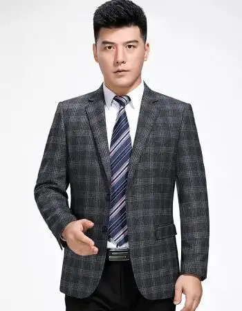 秋冬季中老年男士西服外套商务爸爸装大码中年休闲西装单件便西男