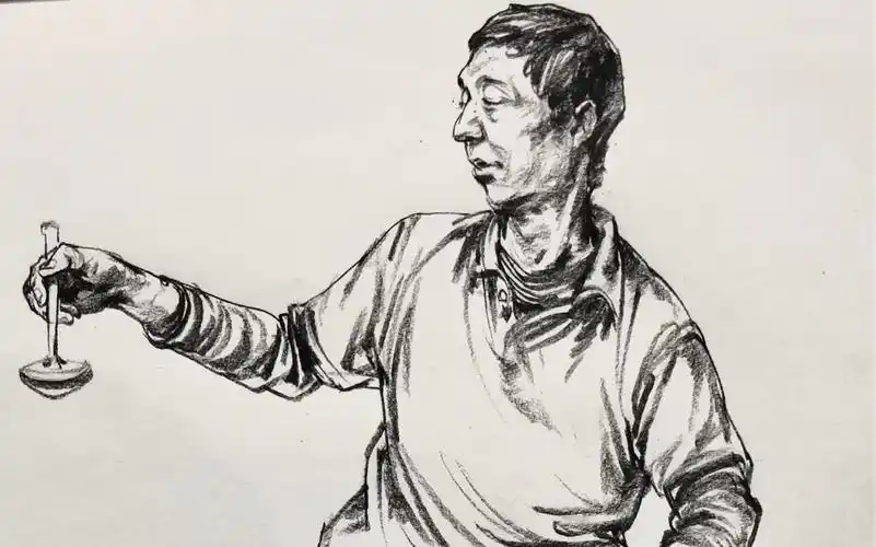 【邓平速写课堂】拿勺子的中年人