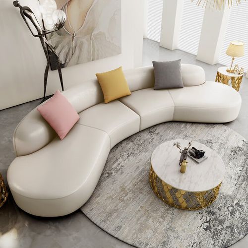 杰斯亚月亮弧形现代异形科技布艺沙发弧形科技布沙发客厅小户型半圆