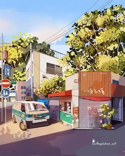 插画这些路边餐饮店的小插画是生活的气息呀