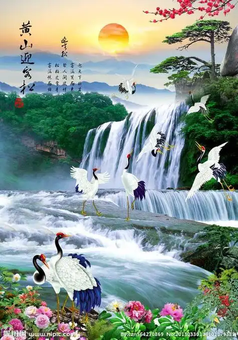 1八方聚财八方聚财客厅必备 李林宏山水画《聚水招财》国画风水画聚宝