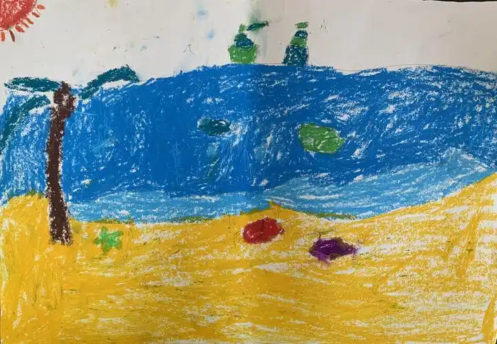 大海--张艺馨_三等奖_儿童画_2018少儿书画大赛_日照专题_活动专题