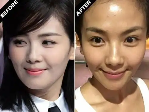 刘涛:打粉底时 卸妆后