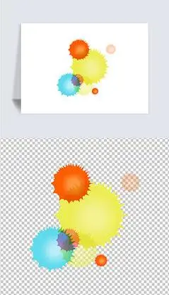 彩色缤纷水彩墨迹飞溅水印装饰免抠png