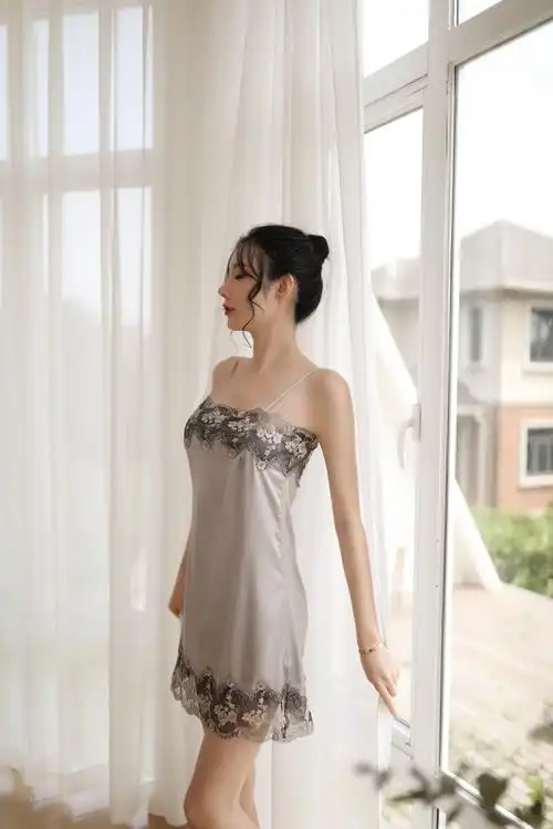 情趣内衣欧美性感诱惑女夏甜美睡裙冰丝蕾丝短裙睡衣吊带睡裙代发