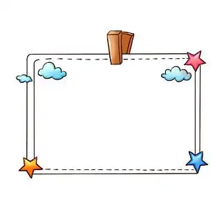 可爱云朵卡通边框手绘插画