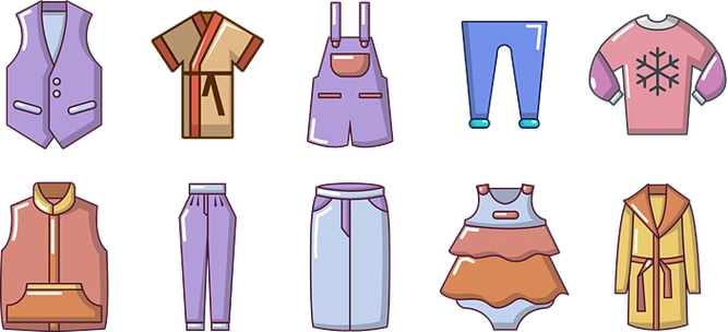 衣服图标集动画片套衣裳在白色背景网络设计的传染媒介象隔绝的衣服