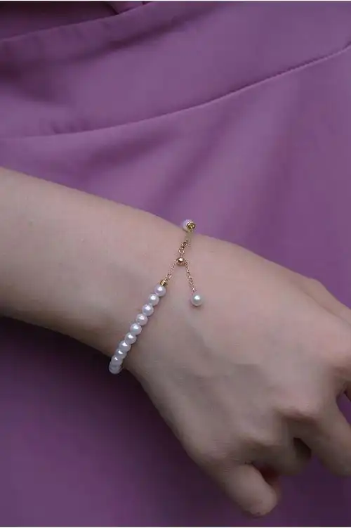 vc18k金日本akoya天女迷你小珍珠手链baby海水珍珠项链正圆强光445mm