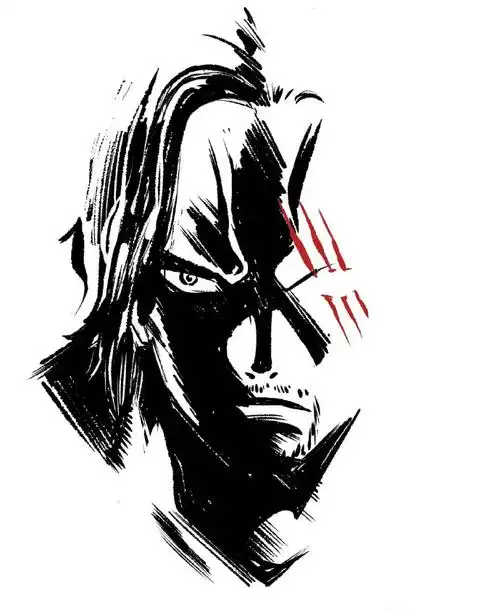 海贼王黑白头像路飞怒目圆睁香克斯严阵以待