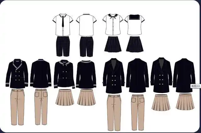 46组校服设计(效果图 款式图 设计说明 面料工艺合集)