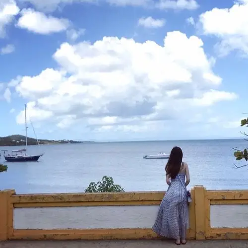 这件鱼纹的长裙真的跟海边不能更配啦