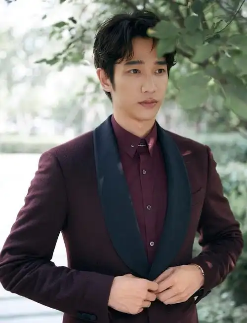 刘以豪亮相高级珠宝活动酒红西装极致典雅华贵