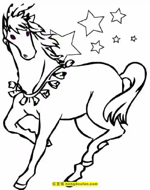 10张戴着蝴蝶结的小马可爱儿童卡通简笔画-红豆饭小学生简笔画大全